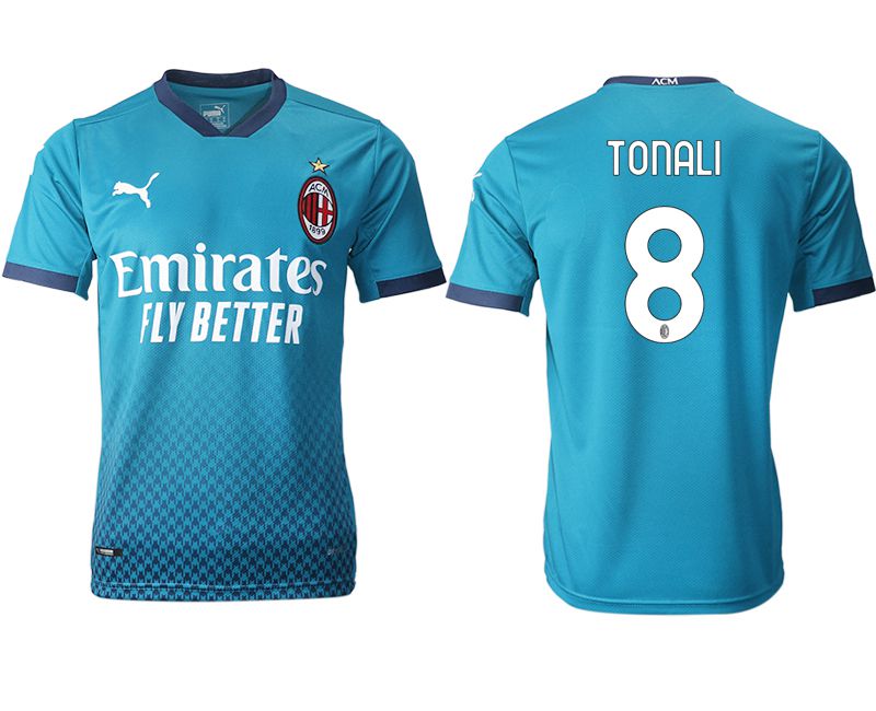 Men 2020-2021 club AC milan away aaa version #8 blue Soccer Jerseys